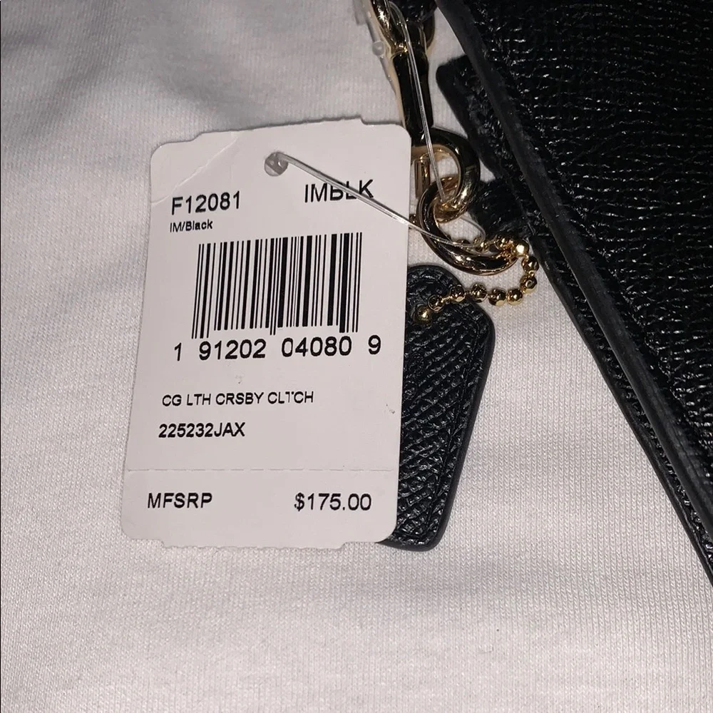 Coach Black Leather‎ Wristlet with Gold Details - 5100